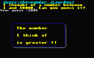 Guess the Number atari screenshot